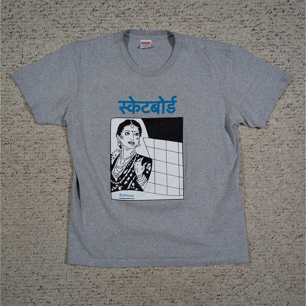 Supreme Bombay Tee Mens Medium Heather Gray Graphic T-Shirt Short Sleeve USA